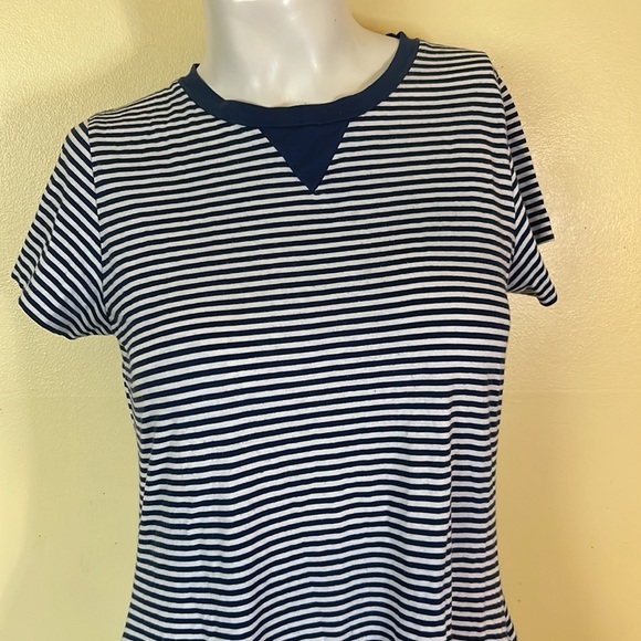 Demylee New York Women's White & Blue Striped A Line Dress Short Sleeve Small - Picture 3 of 9